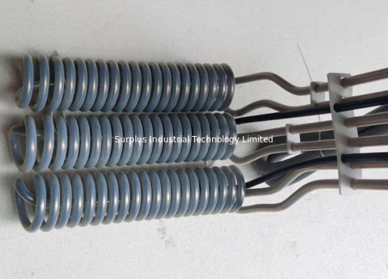 L Shaped Three Element PTFE Immersion Heater , Spiral Water Heater For Gold Plating